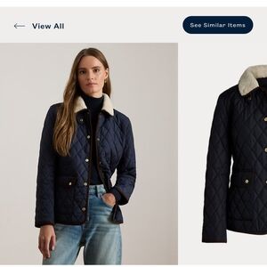 Ralph Lauren Quilted Black Jacket with Button Pockets Sz L